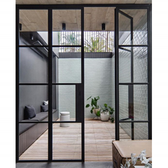 WDMA  2020 hot sale Competitive price steel framed Low-e Glass Glazed modern interior steel french entry doors grill design