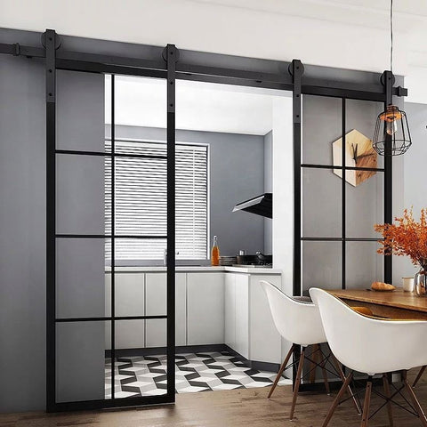 WDMA Hot sale Steel insulated sliding barn door wrought iron frame sliding door with track