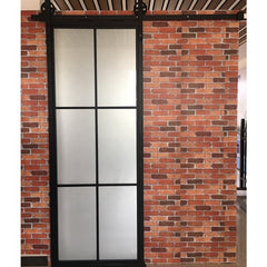 WDMA Popular product Wrought iron sliding door Kitchen Bathroom Steel insulated sliding barn door with hardware