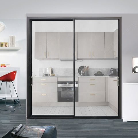 WDMA aluminum glass kitchen door design/ Slim Frame Aluminum Sliding Door/ Narrow Frame Push-pull Door