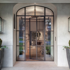 WDMA  2020 popular design European style wrought iron interior french steel doors with half moon glass insert
