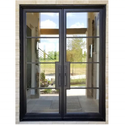 WDMA  Double Glazing Carbon Steel Soundproof Used Exterior French Doors For Sale