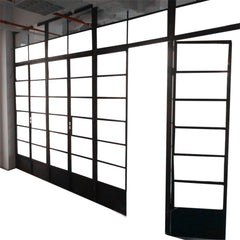 WDMA  Black Slim Iron Frame Customized Steel New Iron Grill Design Casement Swing Door Single Open Kitchen Door