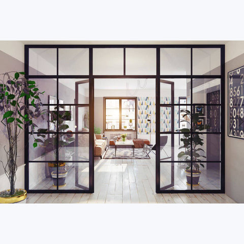 WDMA Popular product luxury wrought iron interior glass french door