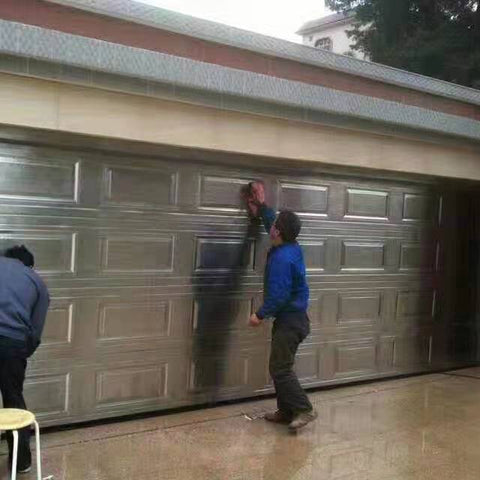 China WDMA Villa house sectional rolling up wooden grain glass aluminum garage door