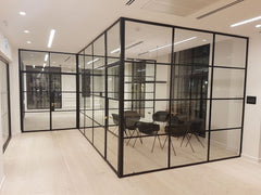 WDMA  Design glass commercial window & door steel lobby partition design office full height glass wall partition