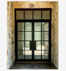 WDMA Hot Sell Home Steel Front Entrance Glass Doors High Quality Wrought Iron Double Entry Doors