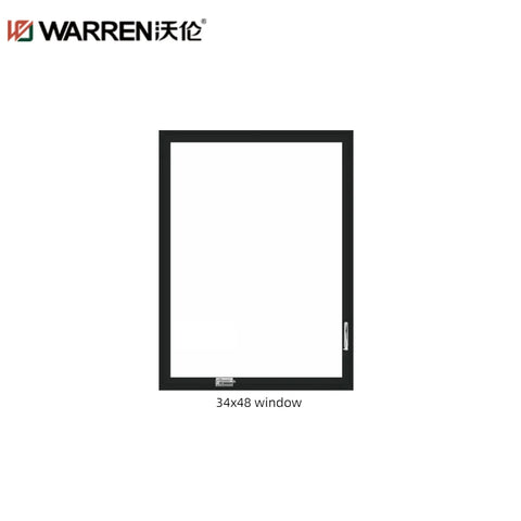 Warren 34x48 Inward Opening Aluminium Frosted Glass Black Triple Pane Window For Home