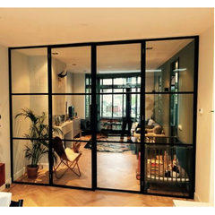WDMA  top grade residential simple french black readymade galvanized steel framed windows and doors grill design