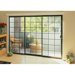 WDMA Matte black wrought iron frame interior glass french door