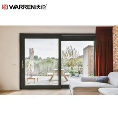 Warren 48x80 Sliding Aluminium Fixed Glass Brown Recessed Exterior Door in Stock