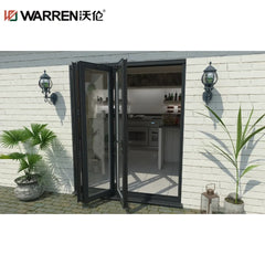 Warren 28x80 Bifold Aluminium Stained Glass Black Metal Cheap Door With Screen