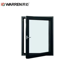 Warren 34x48 Inward Opening Aluminium Frosted Glass Black Triple Pane Window For Home