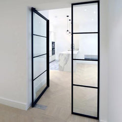 WDMA European style building carbon steel framed glass doors made with opaque glass