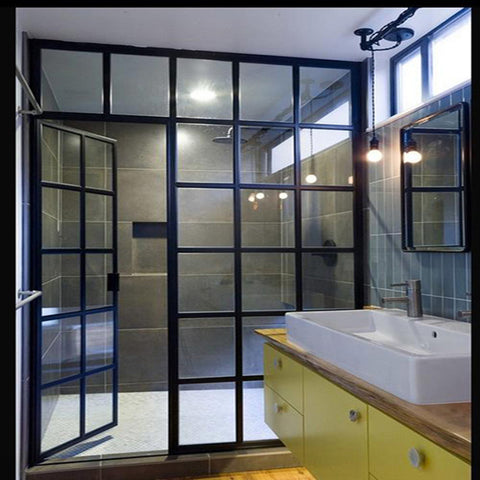 WDMA  French style door iron glass door with grid design hot sell  steel frame casement door
