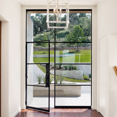 WDMA Factory direct price metal balcony single swing french glass doors