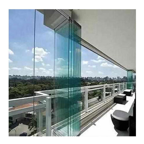 High quality double glaze aluminium frameless sliding balcony glass curtain window door export to USA on China WDMA
