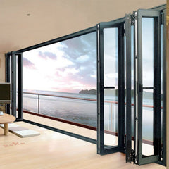 High quality powder coating aluminum glass bi fold door with insert blinds and grids on China WDMA