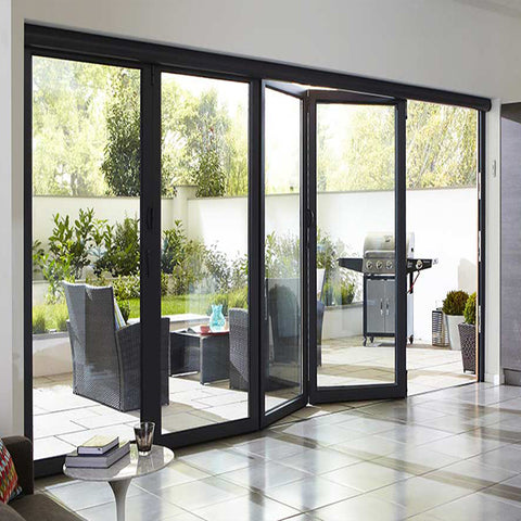 High quality powder coating aluminum glass bi fold door with insert blinds and grids on China WDMA