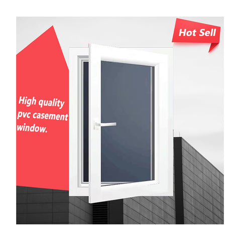 High quality tempered glass pvc casement window UPVC vinyl window on China WDMA