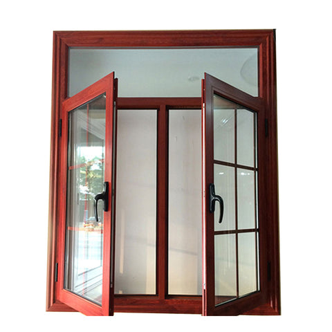 High quality wooden color German brand hardware Aluminum casement window & door double glazed windows on China WDMA