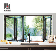 Home Stormproof Aluminium Residential Insulated Window s, Security Aluminum Horizontal Double Tempered Glass Floding Windows on China WDMA