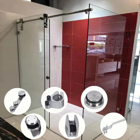 Hot sale stainless steel glass barn sliding door wheels systems hardware for bathroom on China WDMA