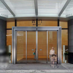 Hotel hospital bank stainless steel frame automatic sliding glass door with unit on China WDMA
