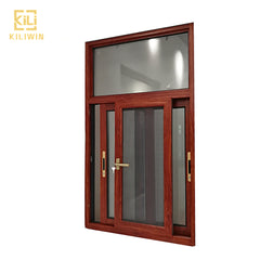 In stock foshan made wooden windows designs pakistan unbreakable glass aluminum transom frame sliding window with mosquito net on China WDMA