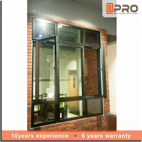 Insulated aluminum casement window with burglar proof and fly screen mesh integrated on China WDMA