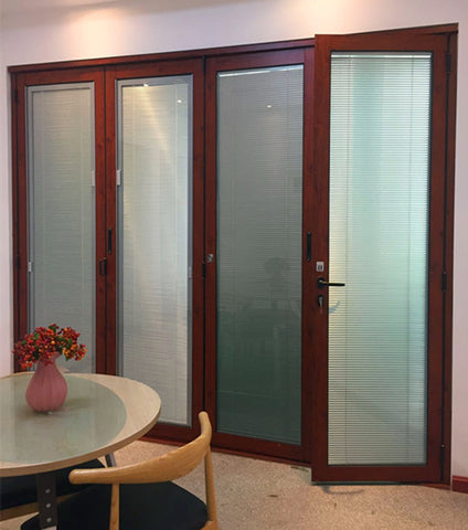 Interior aluminium cheap folding glass door with inside blinds for house on China WDMA
