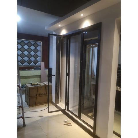 Interior bifold design aluminum tempered glass folding door for living room on China WDMA