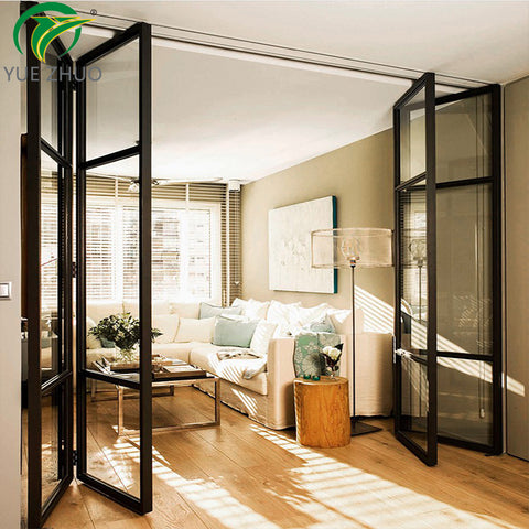 Interior bifold design frameless glass folding door for living room on China WDMA