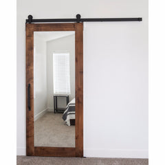 Interior room partitions sliding Mirrored 4 Panel Barn Door with Door Hardware on China WDMA