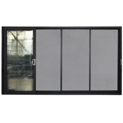 Interior sliding open style top mount black flat track kit 4 panel sliding door with anti-insect on China WDMA