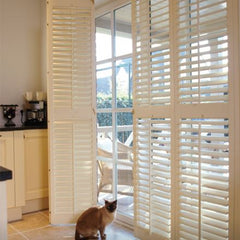 Interior wooden door window plantation shutter with blinds on China WDMA