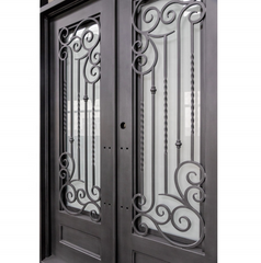 Modern Design 12 Gauge Steel Wrought Iron Safety Door with Open Window Fly Screen on China WDMA