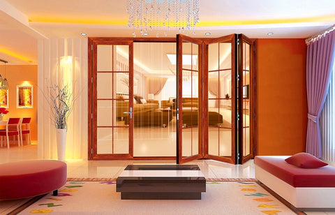 Modern Glass Concertina French Aluminum Front Folding Door for hotel and villa on China WDMA