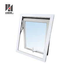 Modern Simple Design Aluminium Hinge Window s, water sound storm proof Frosted Tempered Glass Top Hung Aluminum Window on China WDMA