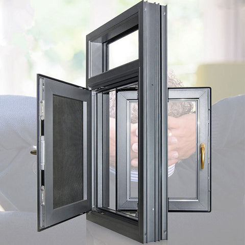 Modern bedroom powder coated home double hung thermal broken aluminum casement window automatic opener on China WDMA