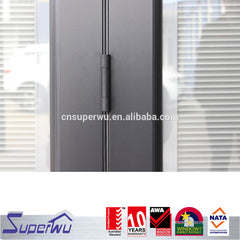 NFRC north American standard commercial thermal broken powder coating aluminum glass bi fold door with built in blinds on China WDMA
