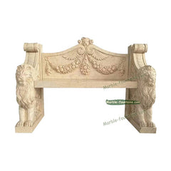 Natural Marble Hand Carving Lion Sculpture Stone Garden Bench on China WDMA
