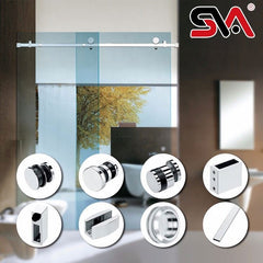 New Design Fashion Chrome Finish Stainless steel Hardware Alloy Bath glass door sliding system on China WDMA