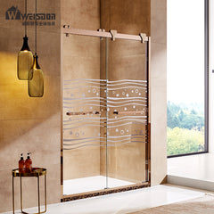 New design stainless steel frame walk-in sliding glass shower door on China WDMA
