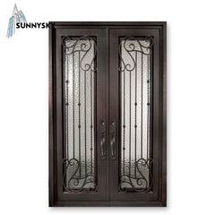 New entry modern operable double glass window wrought iron door design for home on China WDMA