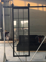 New iron grill window door designs for tempered clear glass barn french doors interior sliding on China WDMA