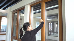 DERAD Wood and Aluminium Frame Triple Glazed Tempered Glass Window With Flyscreen on China WDMA