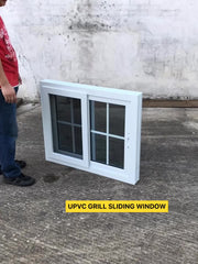 China Supplier Hot Sale 2 Rail Track White UPVC Profile Sliding Windows With Grill And Fly Screen on China WDMA