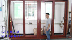 AGGA Hurricane Proof Impact Thermal Break Aluminum Metal Frame Balcony Patio Slide Glass Door on China WDMA