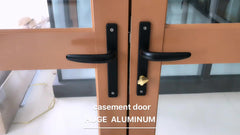 standard commercial double glass french aluminum casement door with German hardware on China WDMA